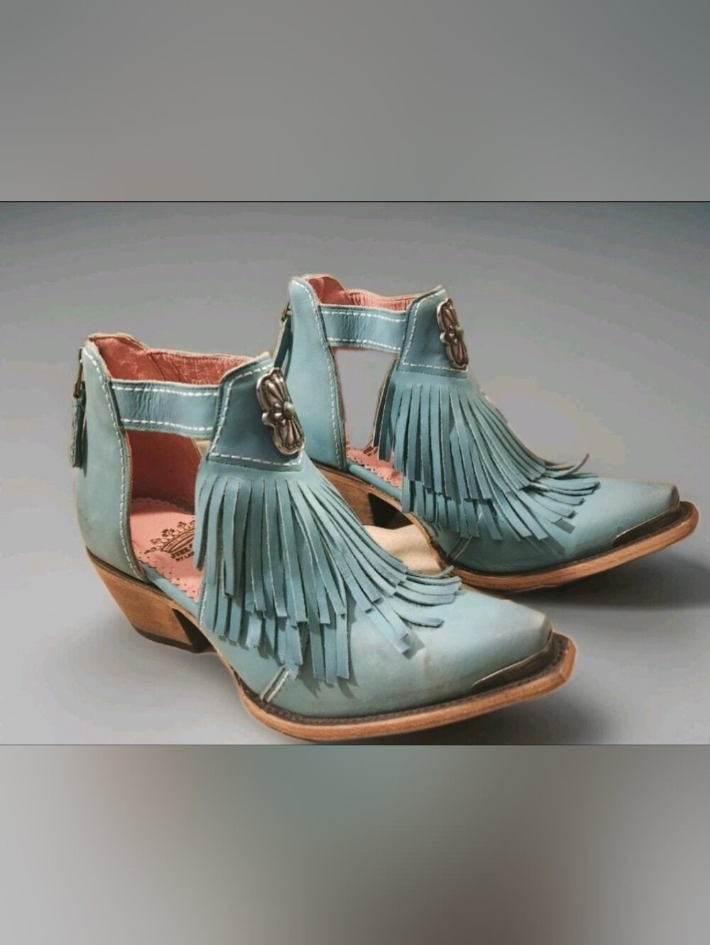 Junk Gypsy By Lane KISS ME AT MIDNIGHT Blue Pink Booties Fringe Leather Size 10M